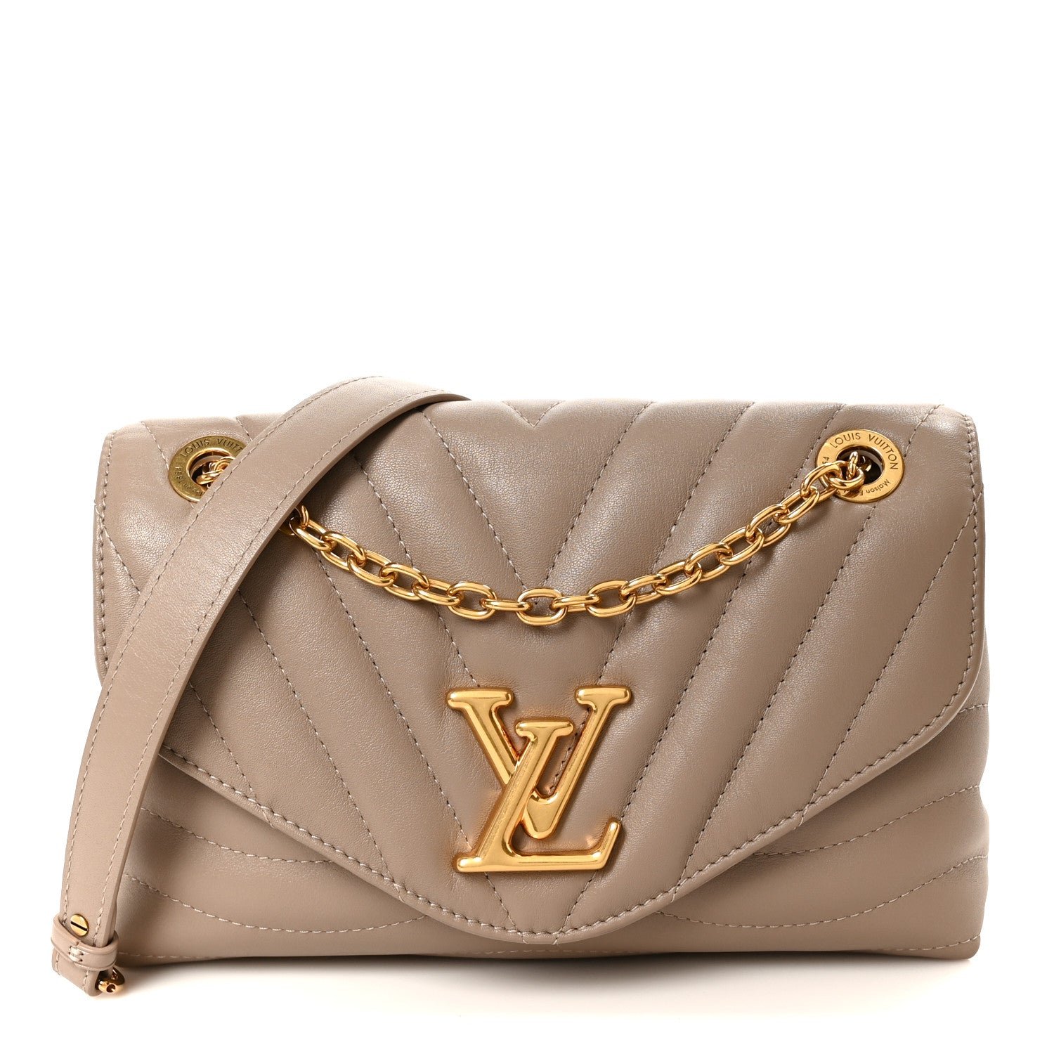 Louis Vuitton Calfskin LV New Wave Chain Bag Taupe