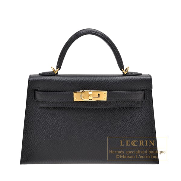 Hermes Kelly bag mini Sellier Black Epsom leather Gold hardware