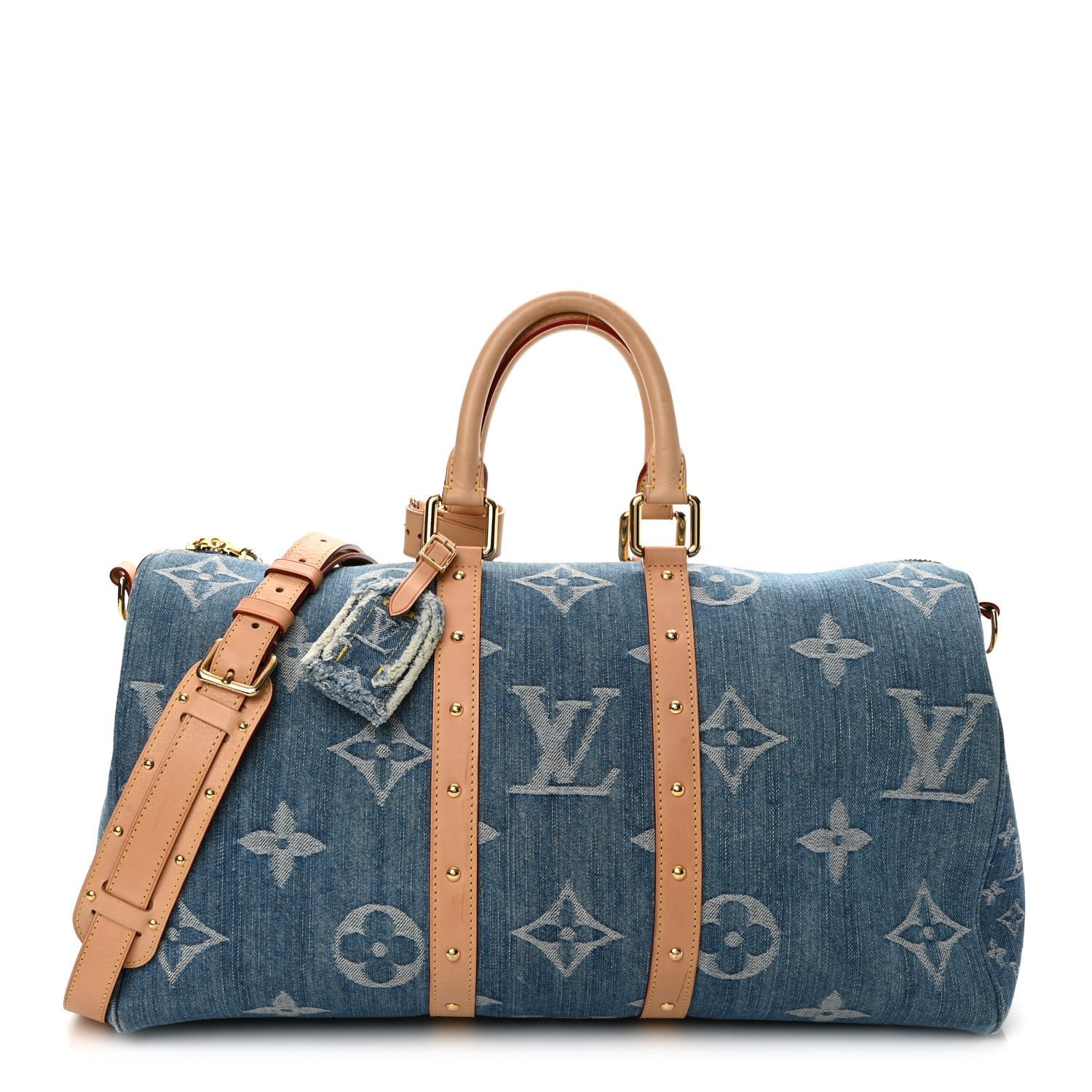 Louis Vuitton Denim Monogram New LV Remix Keepall Bandouliere 45 Blue