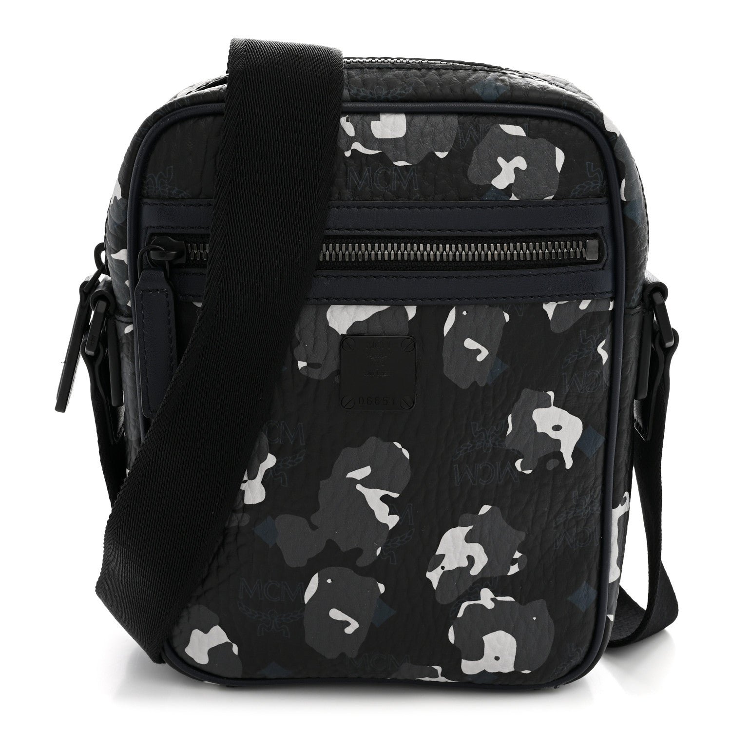MCM Visetos Camouflage Crossbody Bag Black Blue