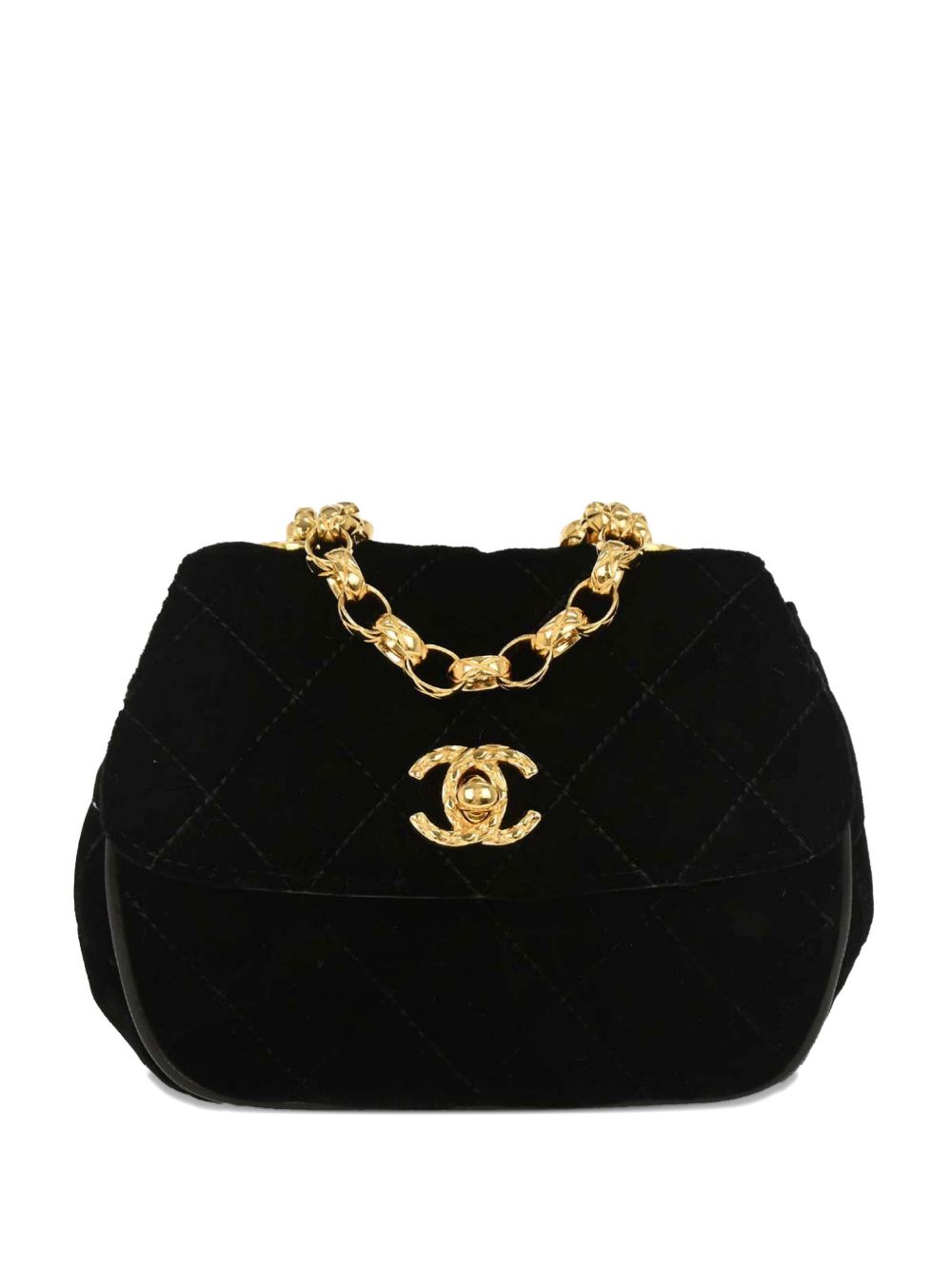 1992 velvet quilted shoulder bag