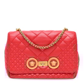 Versace Nappa Quilted Icon Shoulder Bag Red