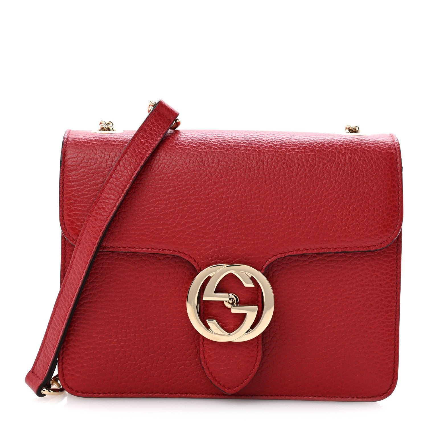 Gucci Dollar Calfskin Small Interlocking G Shoulder Bag Red