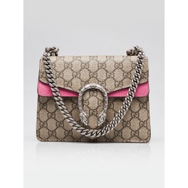 Gucci Beige/Pink GG Supreme Coated Canvas Mini Dionysus Shoulder Bag
