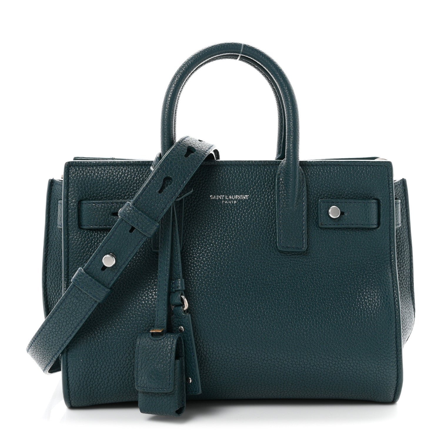 Saint Laurent Grained Calfskin Nano Sac De Jour Souple Teal Green
