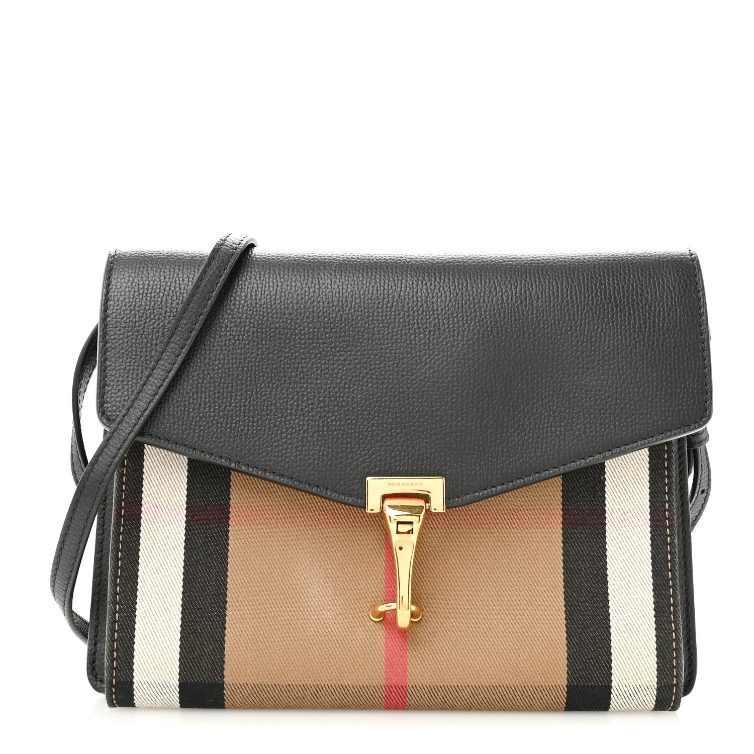 Burberry Derby Calfskin House Check Small Macken Crossbody Bag Black