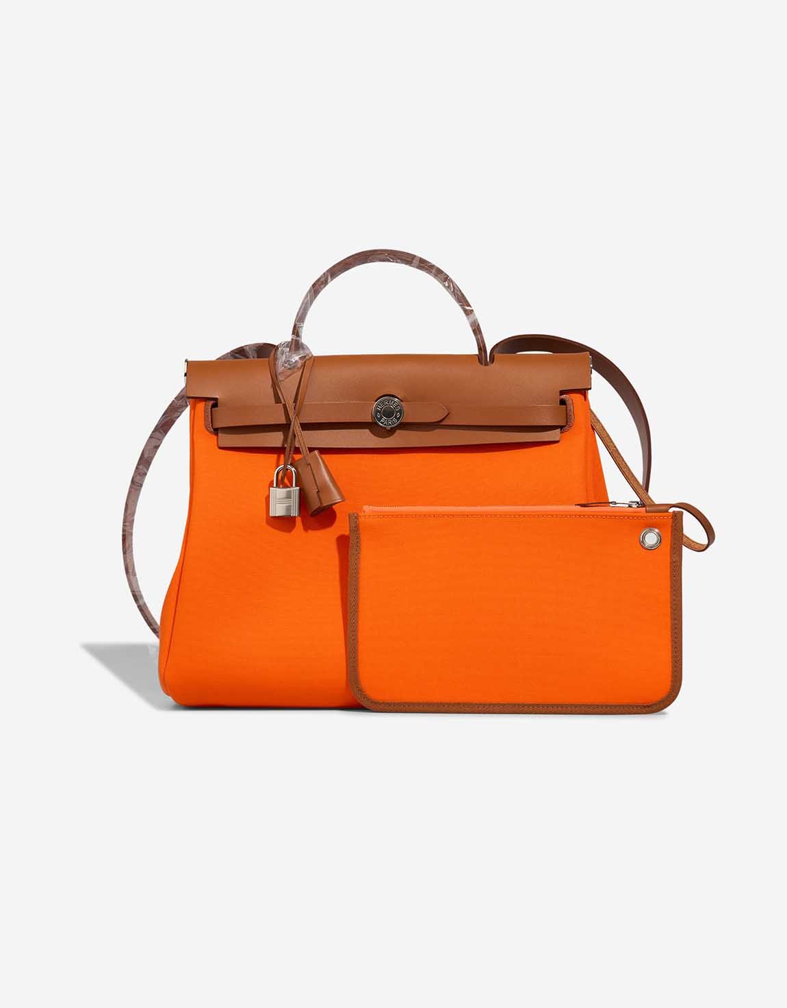 Hermes 
		Herbag 31 Vache Hunter / Toile Fauve / Orange Minium    