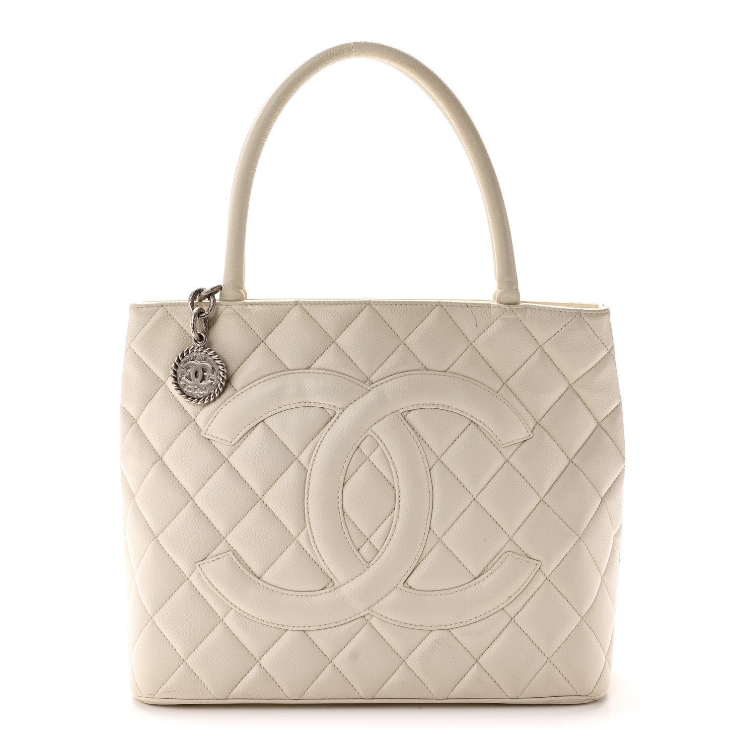 Chanel Caviar Quilted Medallion Tote White