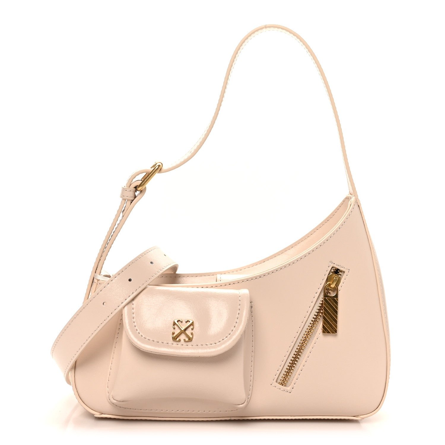 Off-White Calfskin Jitney Hobo Cream