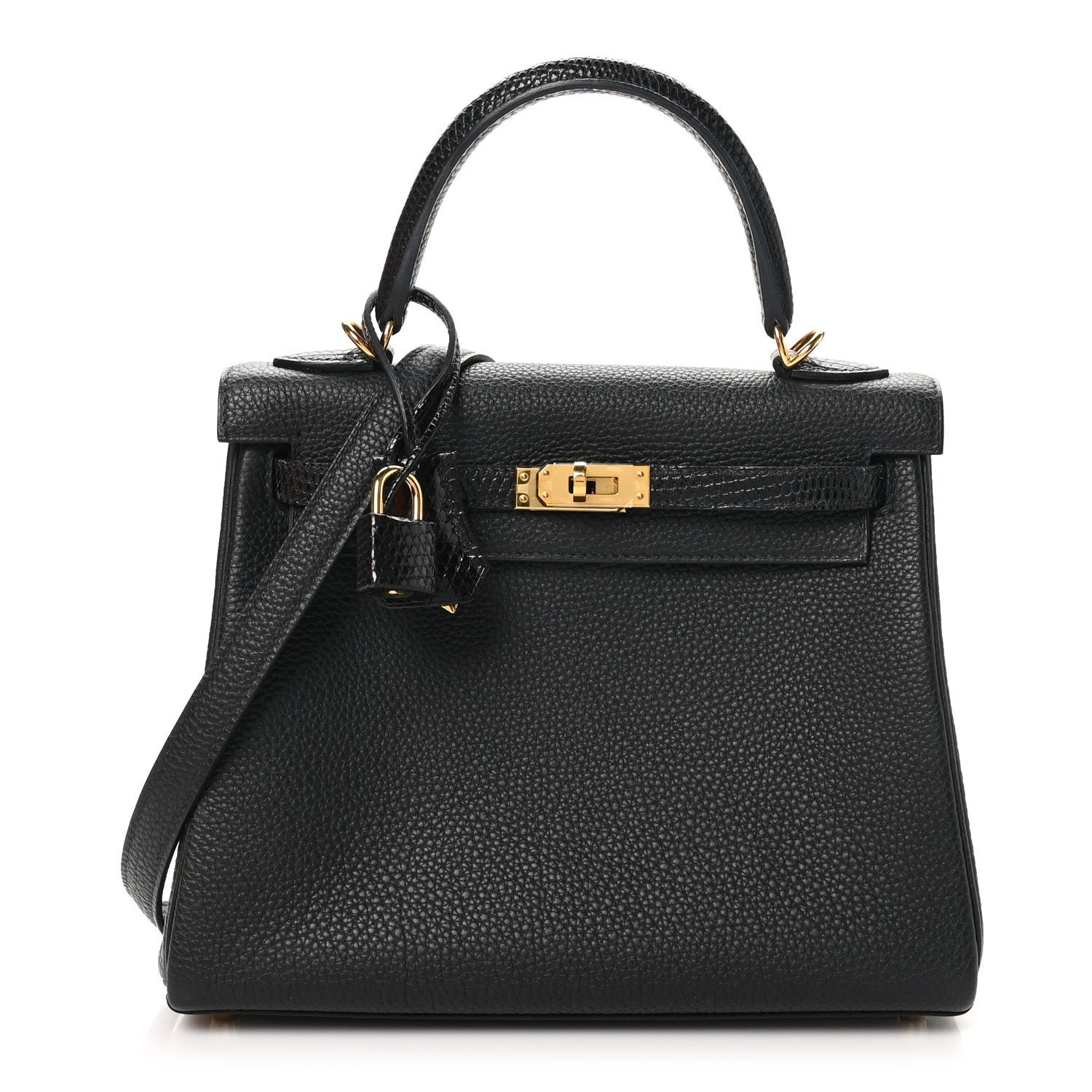 Hermes Togo Lizard Kelly Retourne Touch 25 Black