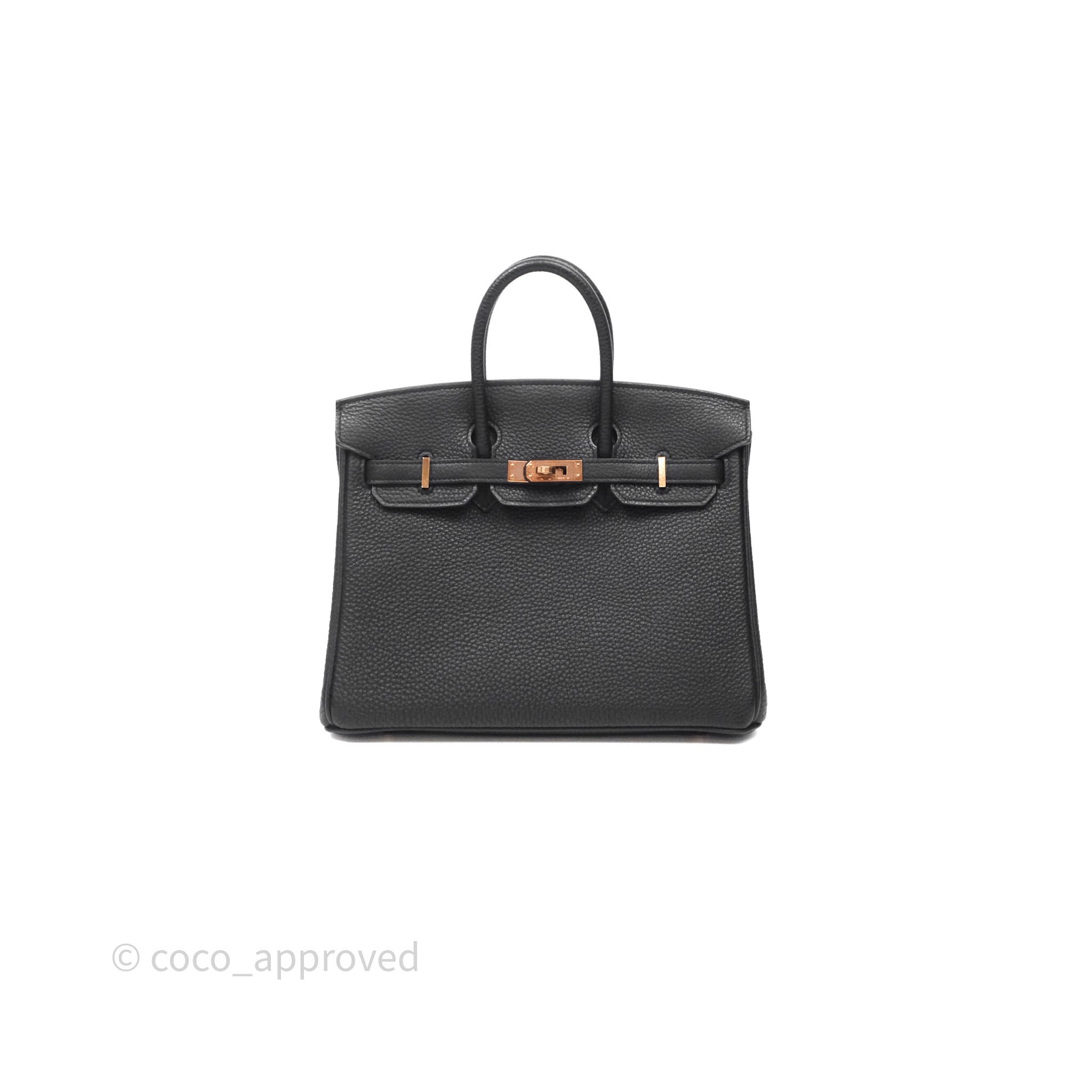 Hermes Birkin 25 Noir 89 Togo Rose Gold Hardware