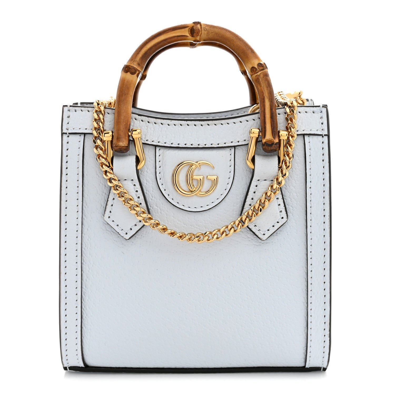 Gucci Textured Dollar Calfskin Super Mini Diana Tote Bag  Pale Blue