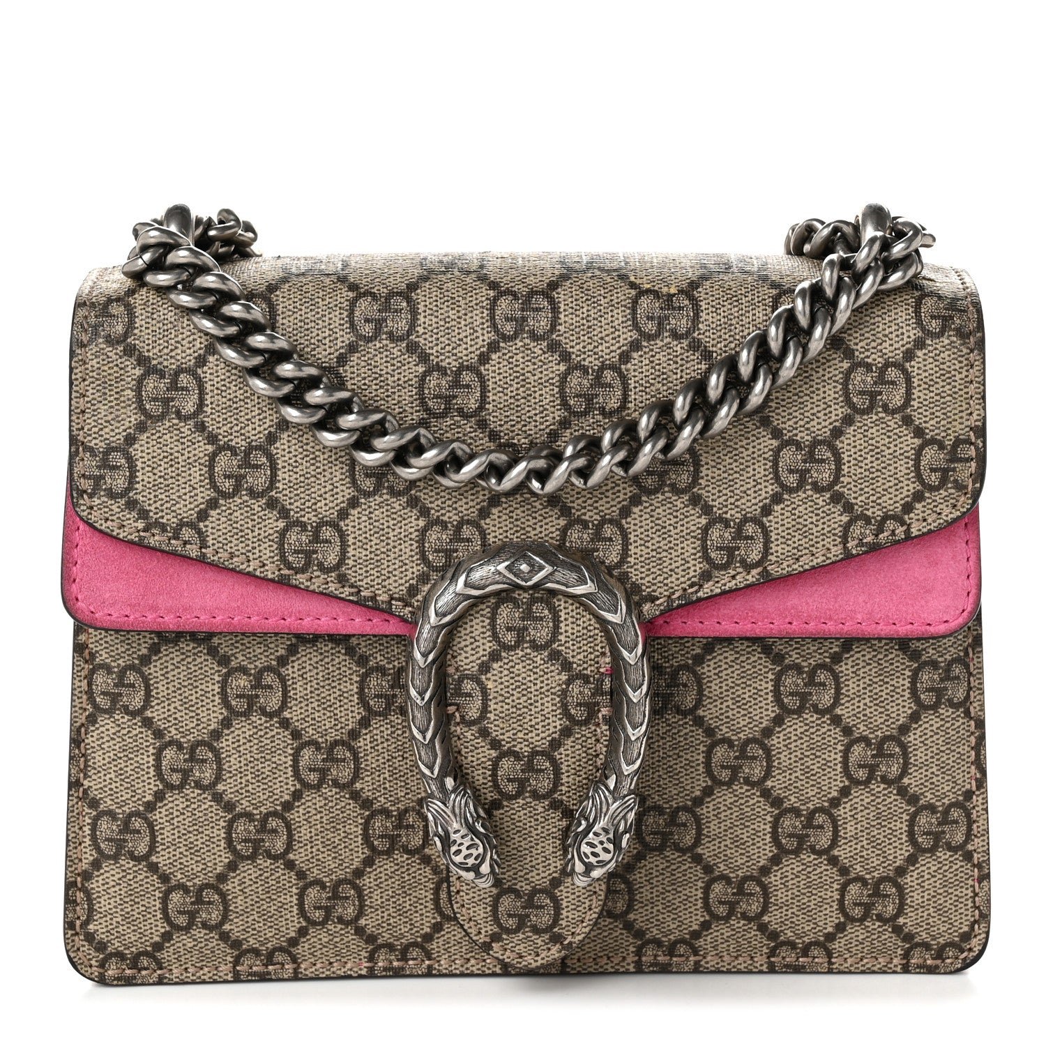 Gucci GG Supreme Monogram Mini Dionysus Shoulder Bag Pink