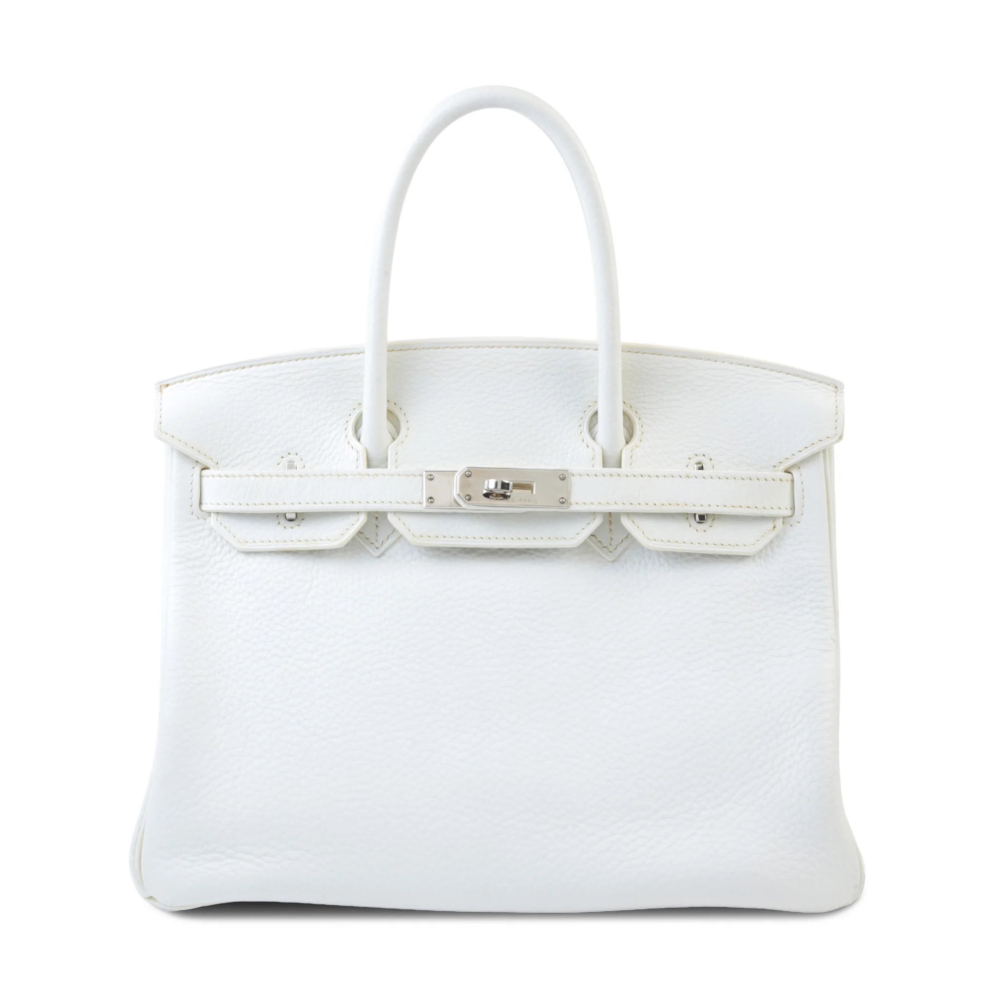 Hermes Birkin 30 White (01) Clemence Palladium hardware Square M (2009)