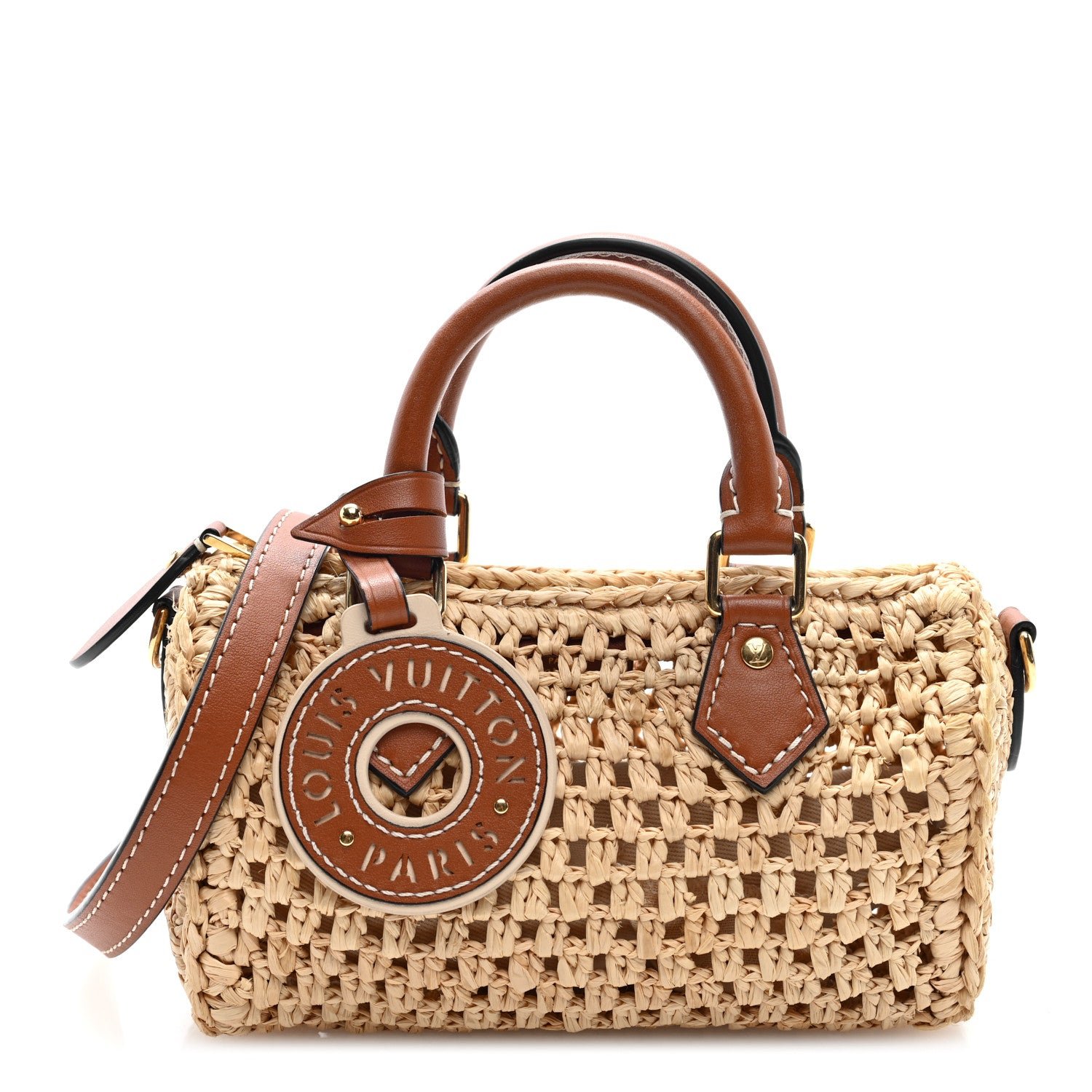 Louis Vuitton Raffia Nano Speedy Natural Tan