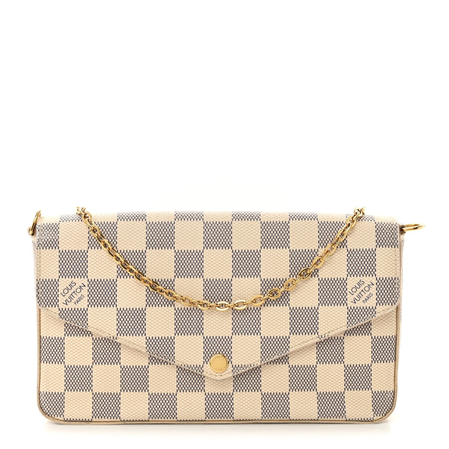Louis Vuitton Damier Azur Pochette Felicie Chain Wallet Rose Ballerine