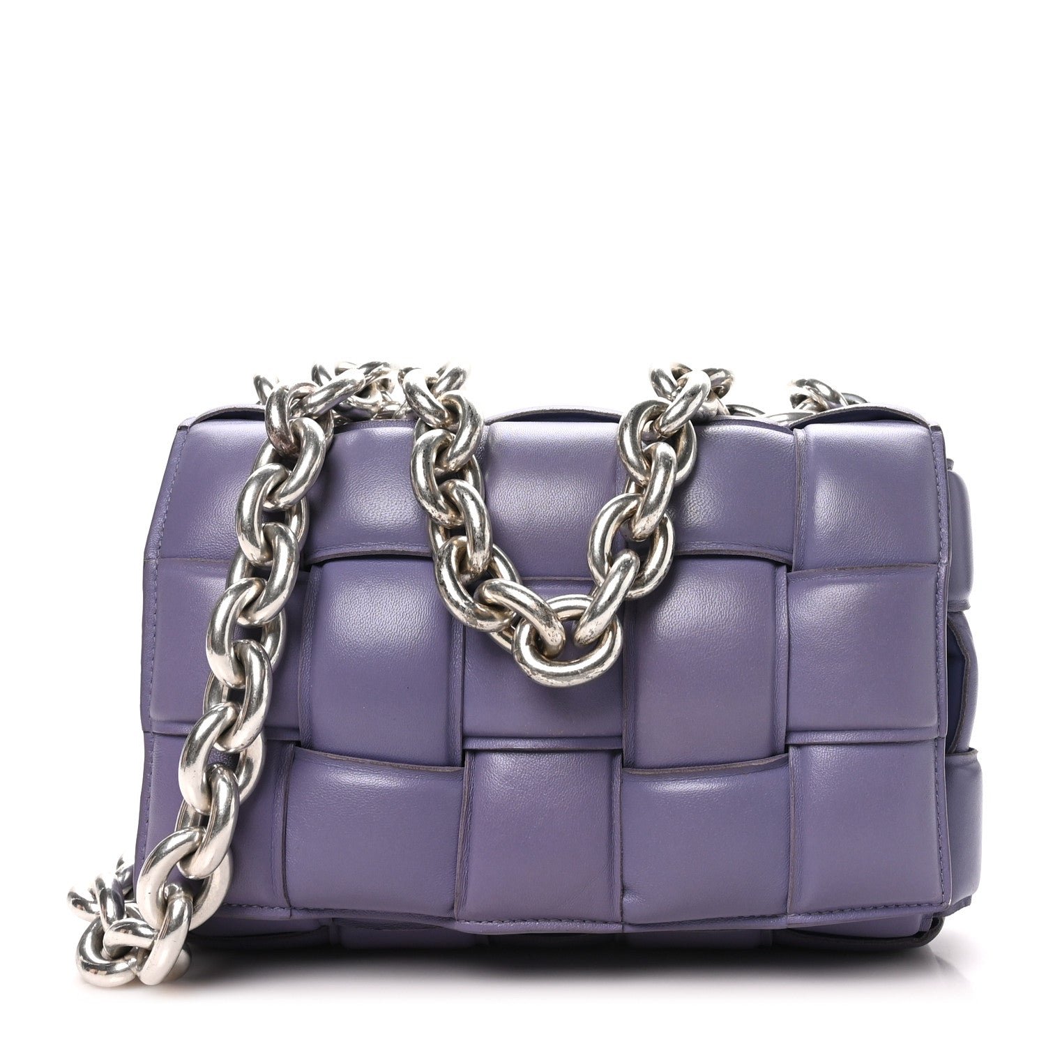 Bottega Veneta Bottega Veneta Lambskin Maxi Intreccio Padded Chain Cassette Crossbody Bag Lavender