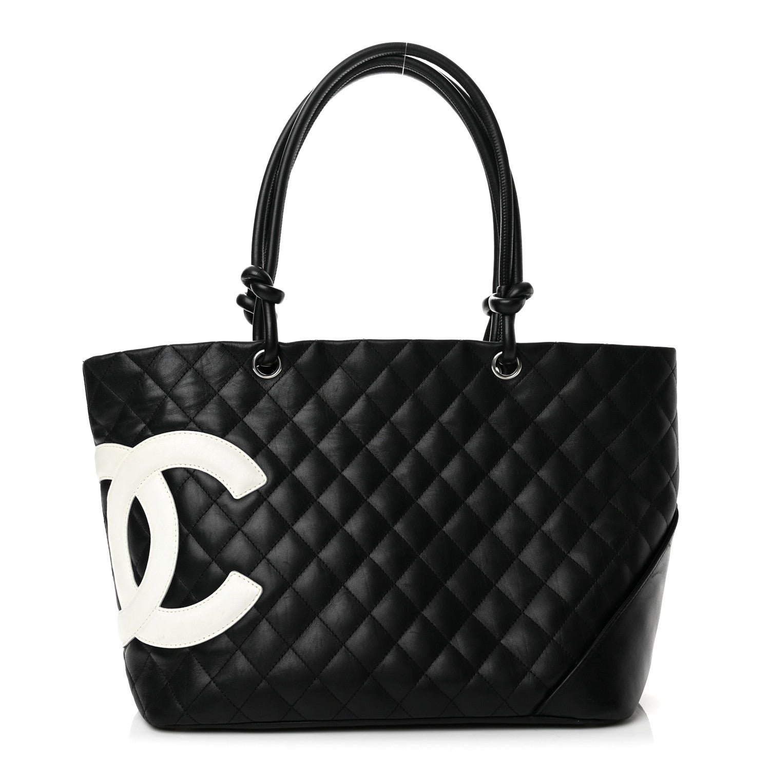 Chanel Calfskin Quilted Large Cambon Tote Black White