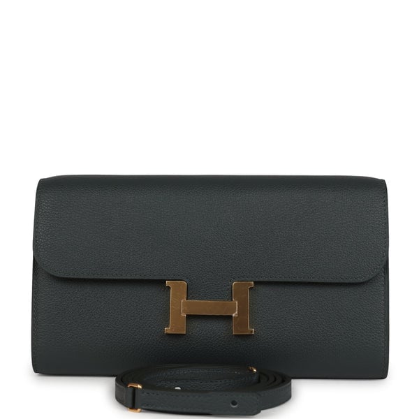 Hermes Hermes Constance Wallet To Go Vert Mangrove Evercolor Gold Hardware