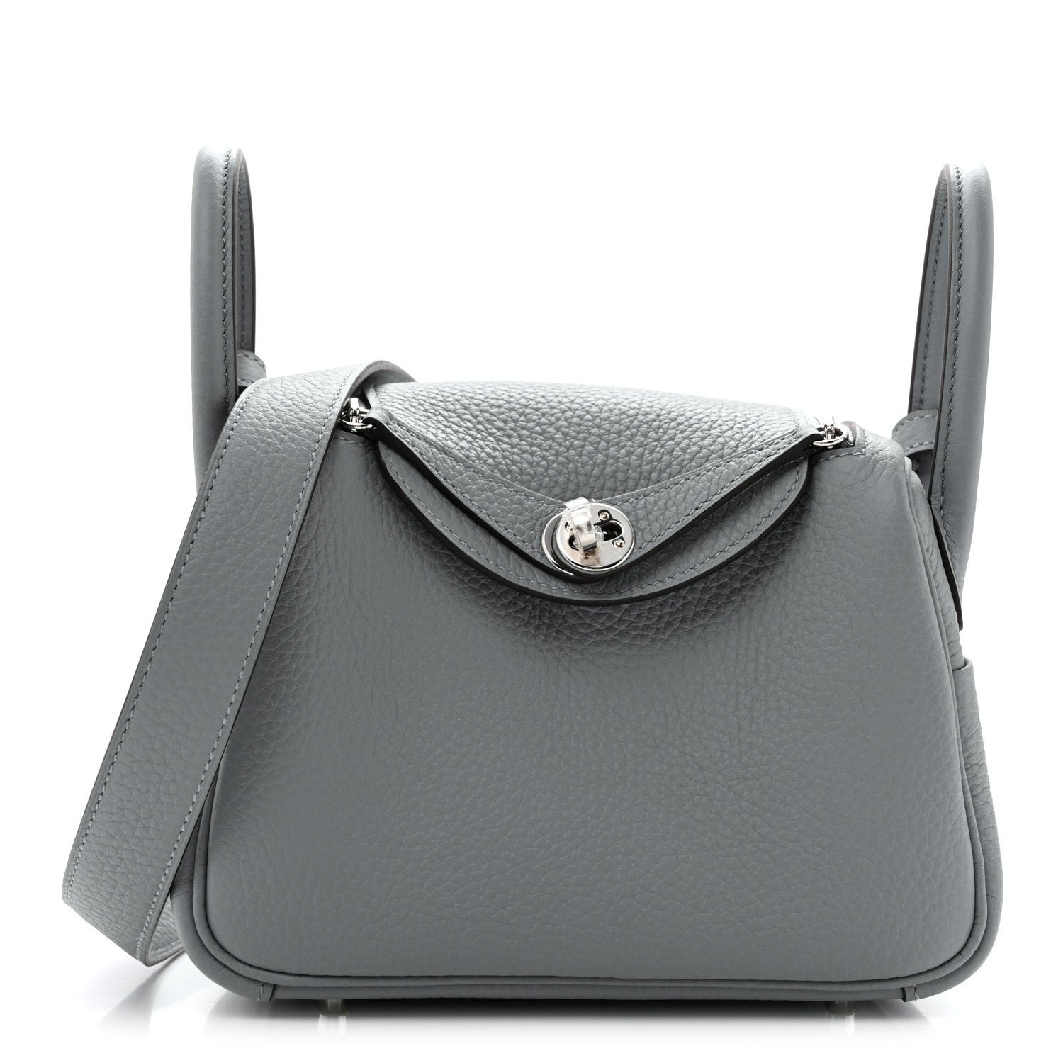 Hermes Taurillon Clemence Mini Lindy 20 Gris Pantin
