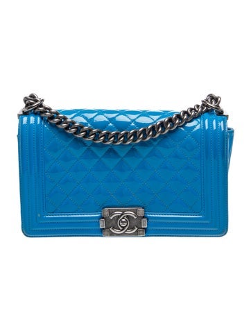 Quilted Patent Medium Boy Flap Bag