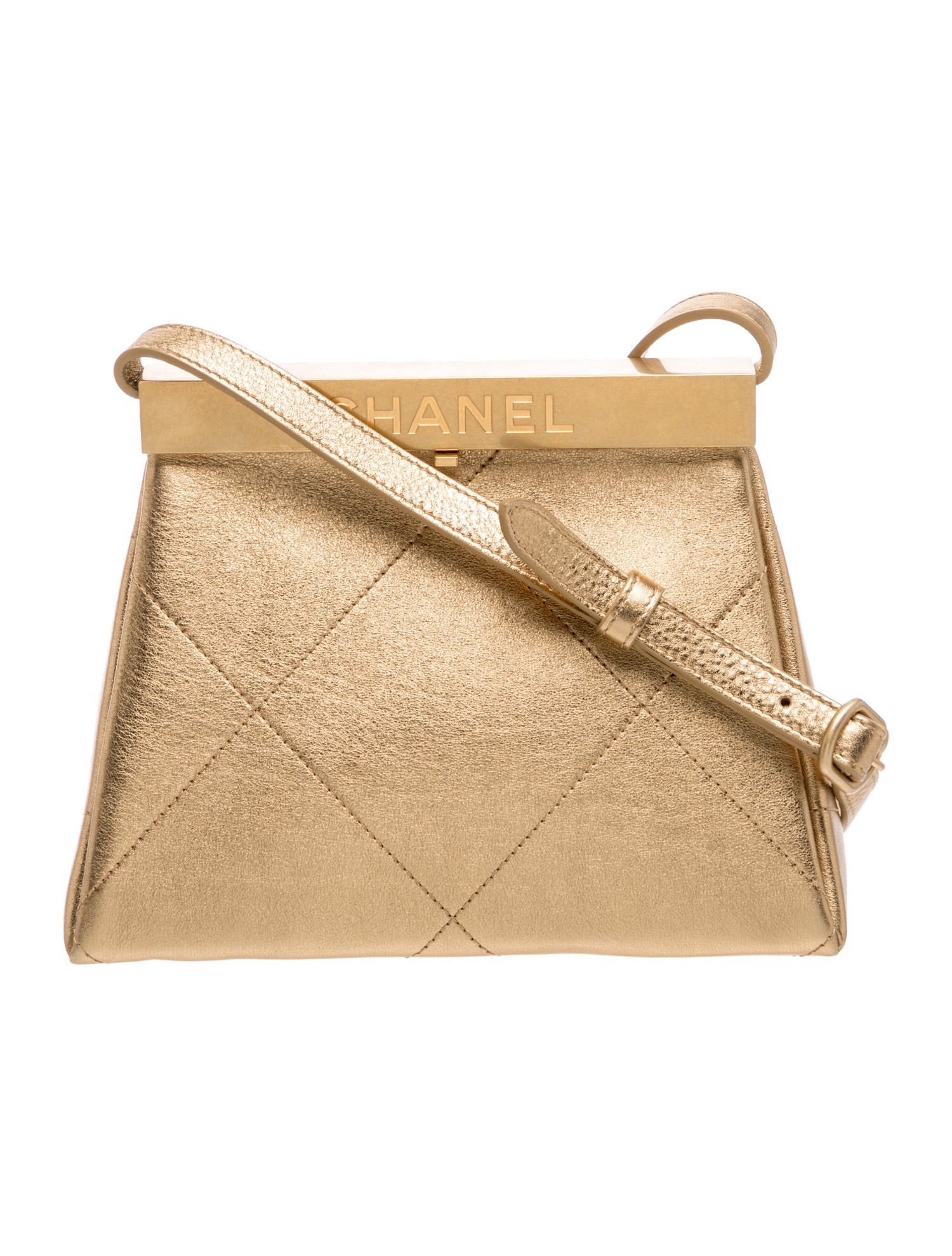 Quilted Kisslock Shoulder Bag