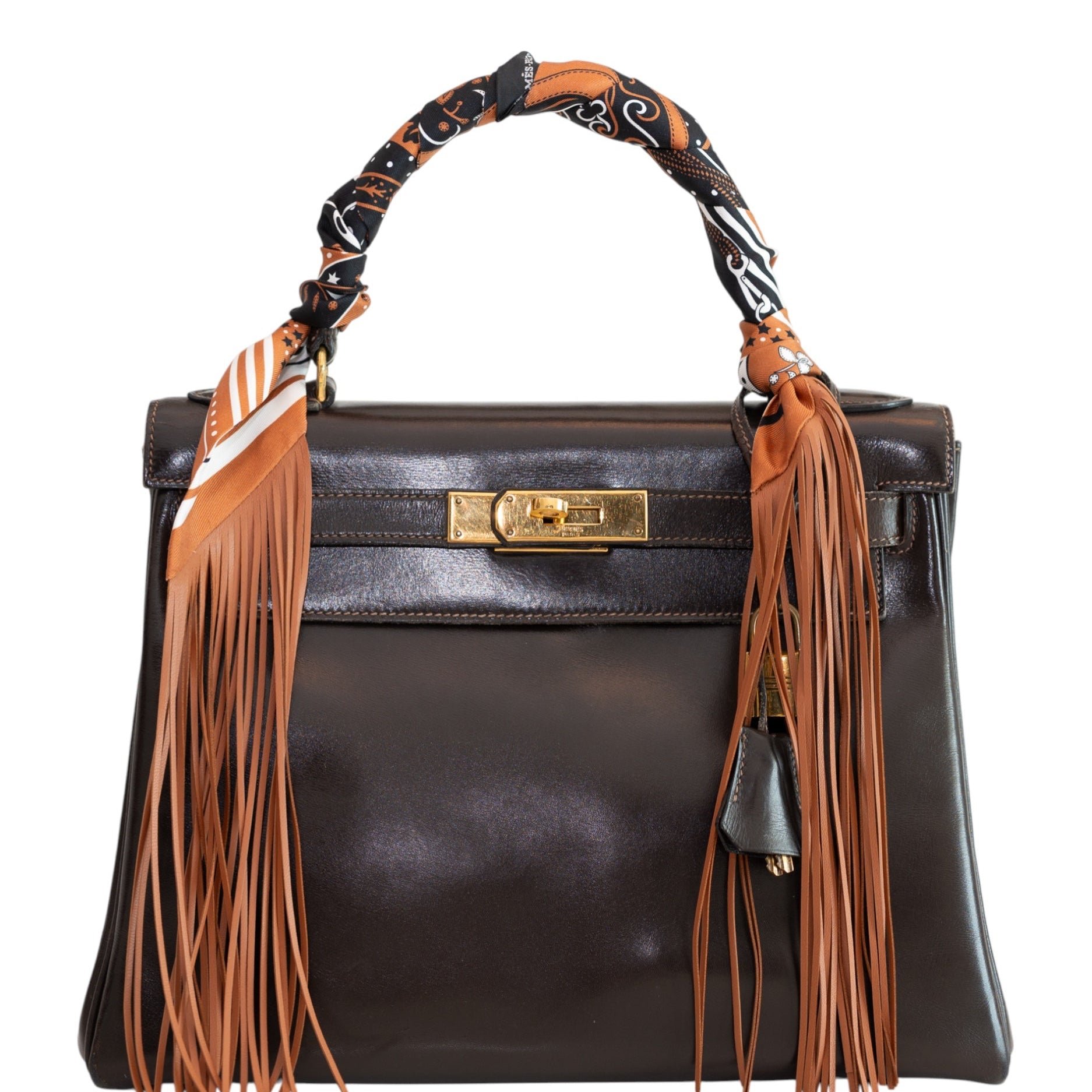 Hermes Hermès Vintage Kelly 28 Retourné Marron Foncé Box Calf Gold Hardware