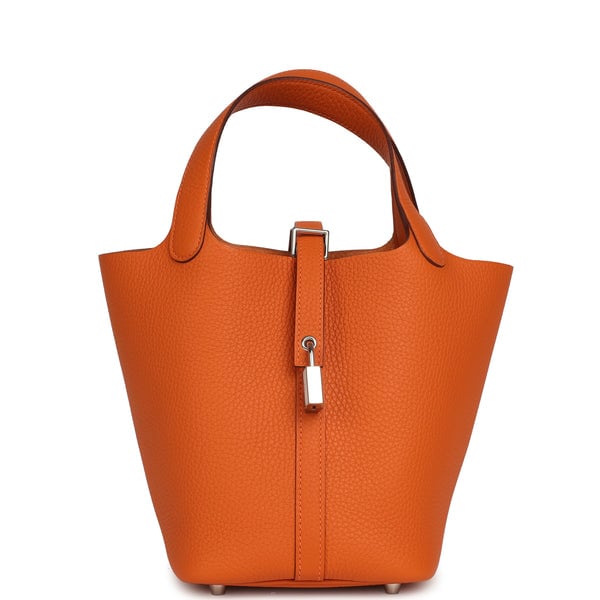 Hermes Picotin Lock 18 Orange Clemence Palladium Hardware