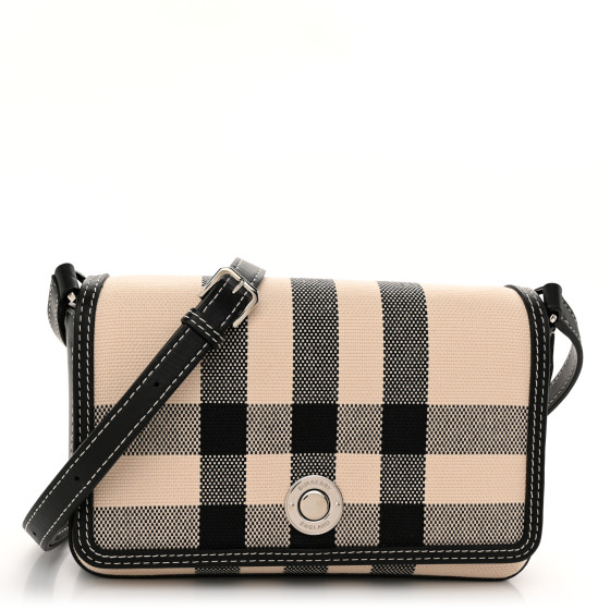 Burberry E-Canvas Vintage Check Hampshire Crossbody  Black