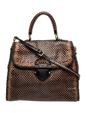 Prada Enameled Metal Triangle Madras