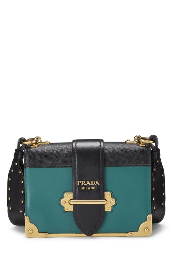 Green & Black Leather Cahier Crossbody