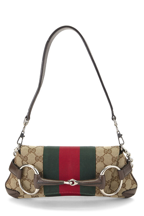 Gucci Brown Original GG Canvas Horsebit Shoulder Bag