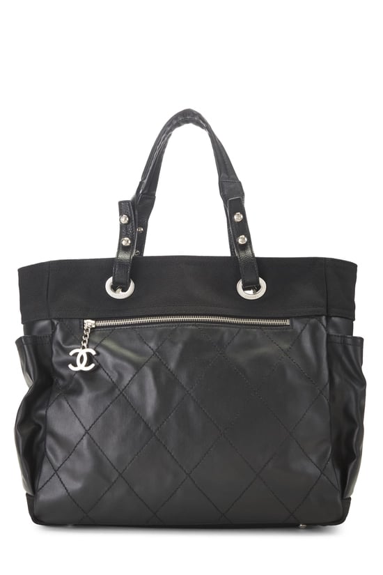 Black Quilted Coated Canvas Paris Biarritz Tote