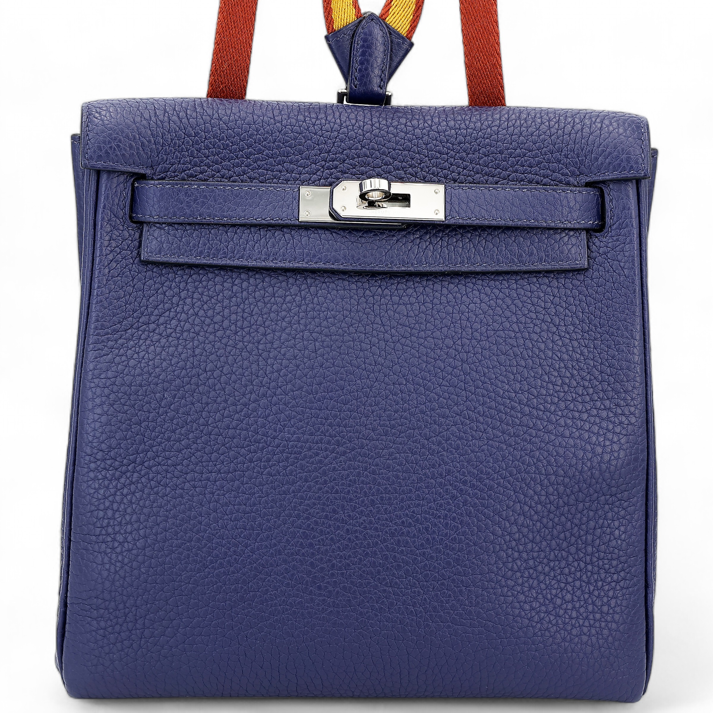 Very Good ( Rank A) HERMÈS Kelly Ado PM Bleu Encre (M3) Clemence Palladium hardware A (2017)