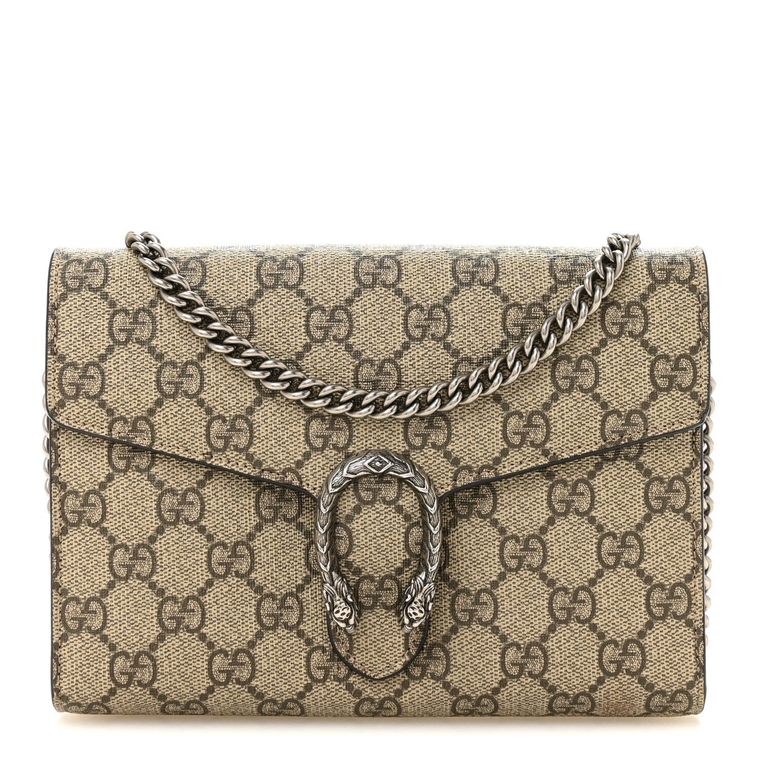 Gucci GG Supreme Monogram Mini Dionysus Chain Wallet Beige Taupe