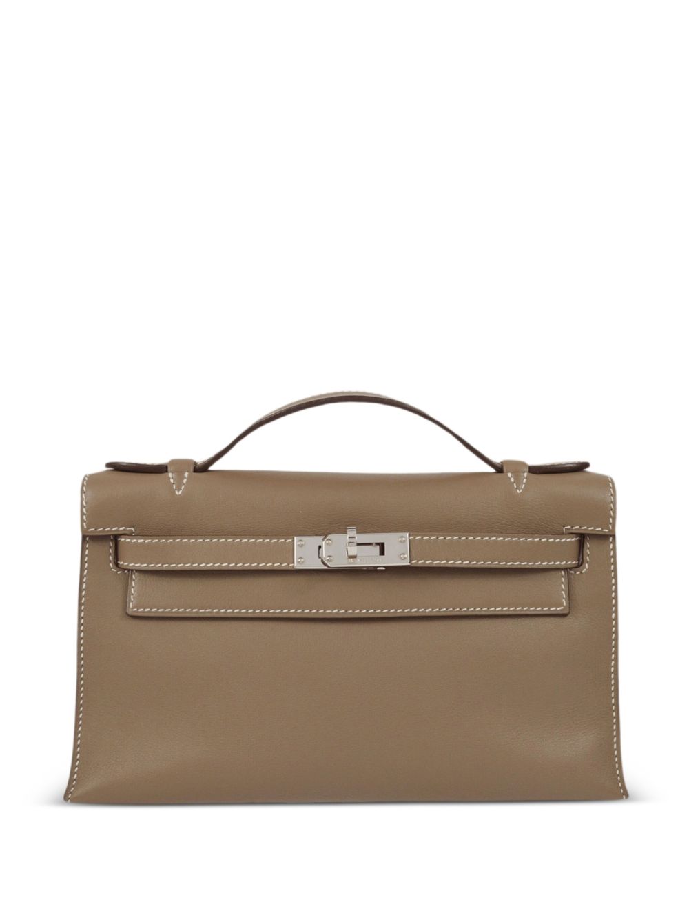 Kelly Pochette Swift palladium-hardware clutch bag