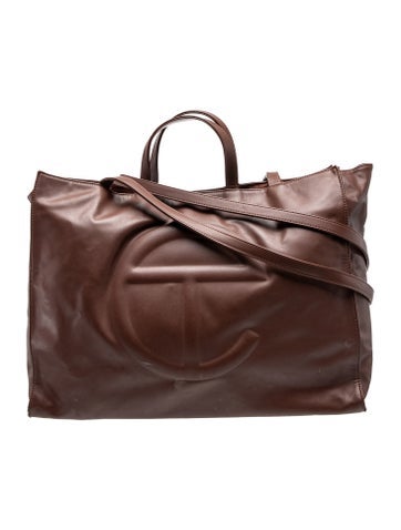 Telfar Vegan Leather Chocolate Shopping Bag Large