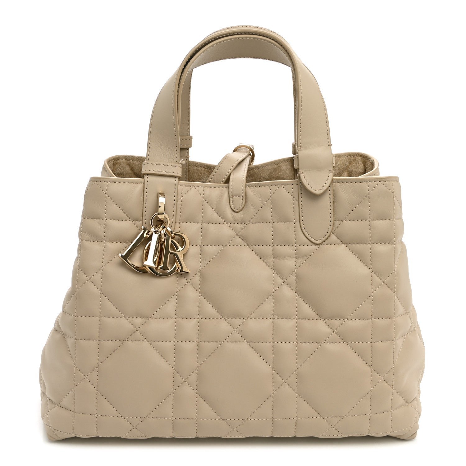 Christian Dior Calfskin Macrocannage Medium Toujours Powder Beige