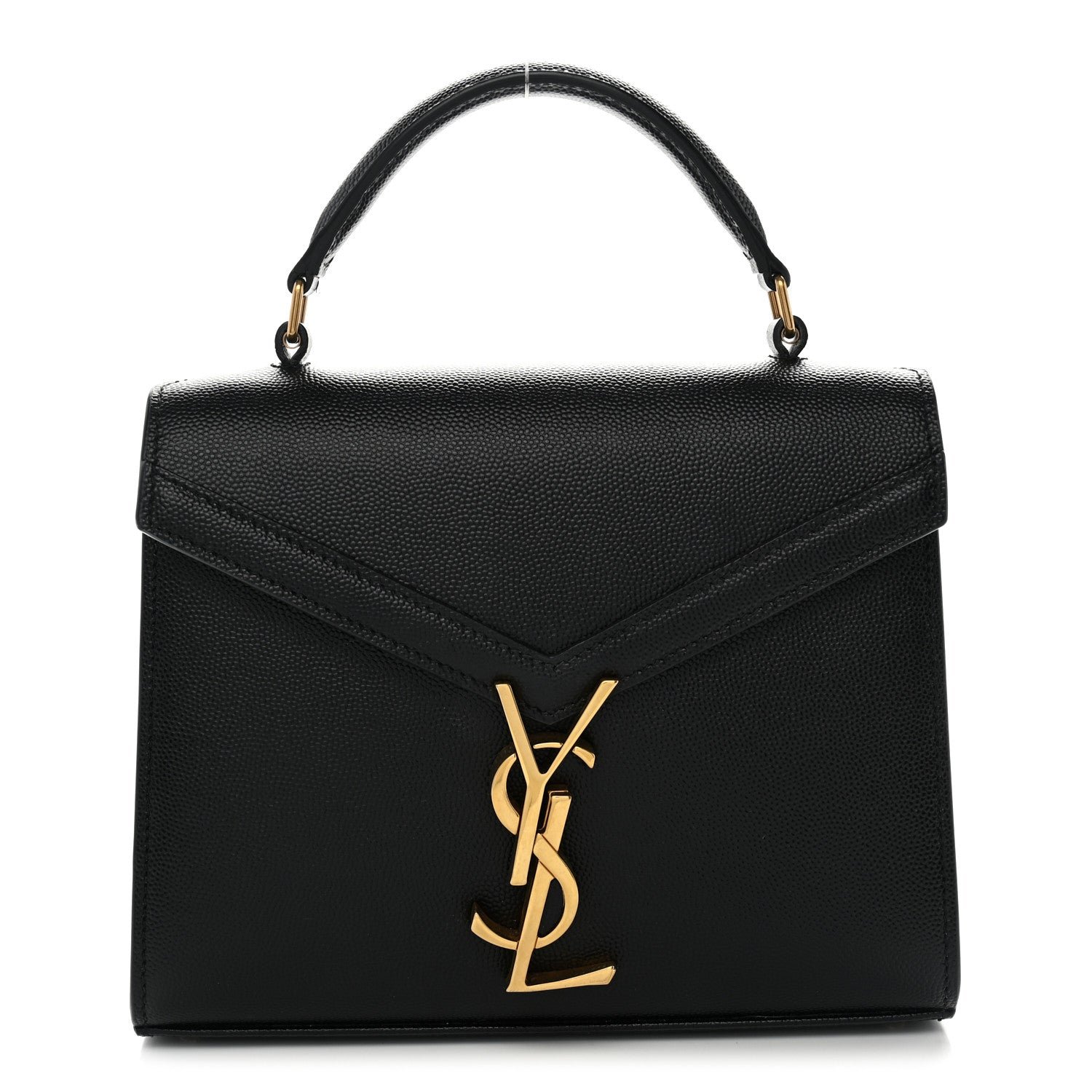 Saint Laurent Grain de Poudre Mini Classic Monogram Cassandra Top Handle Black