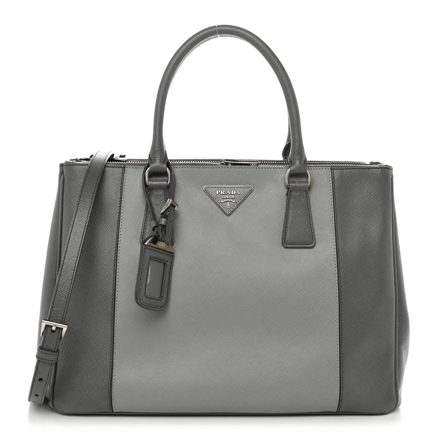 Prada Saffiano Lux Colorblock Medium Galleria Double Zip Tote Marmo Nube