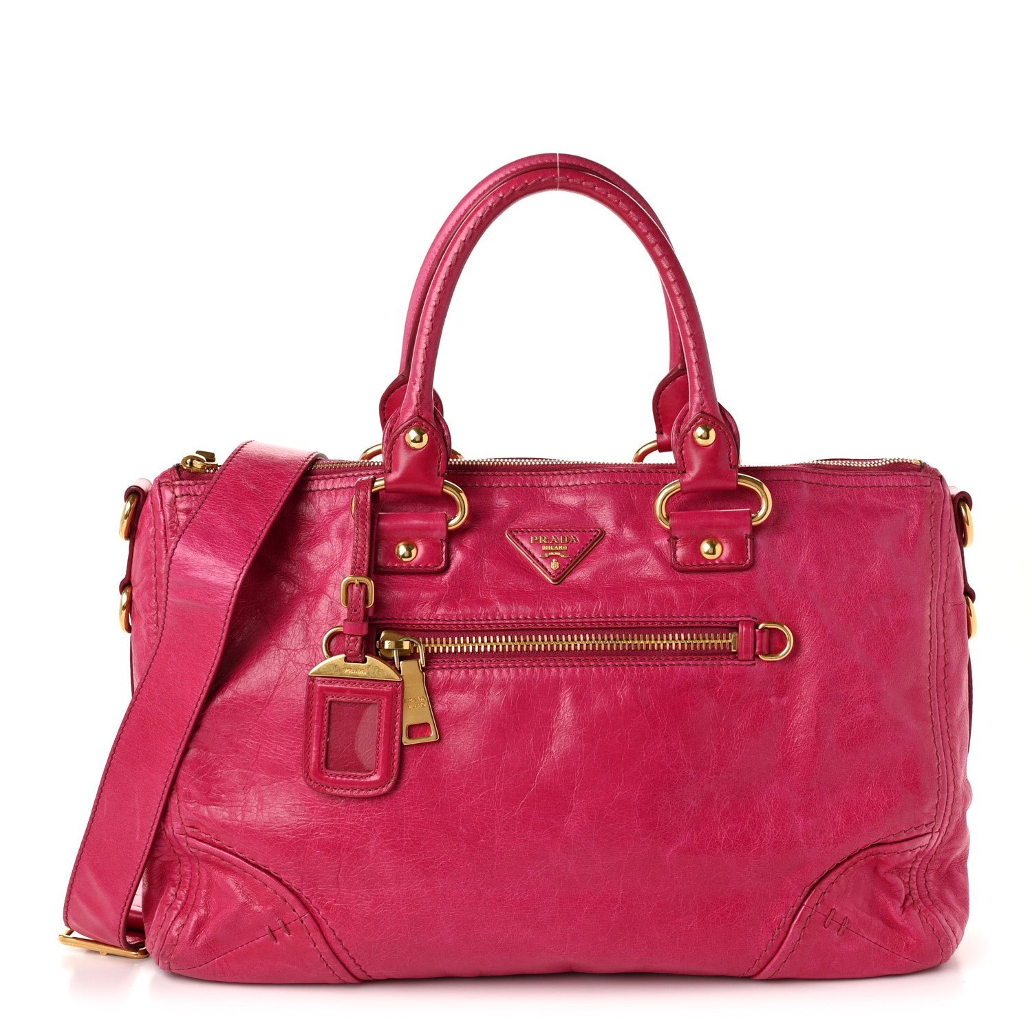 Prada Vitello Shine Zip Tote Pink