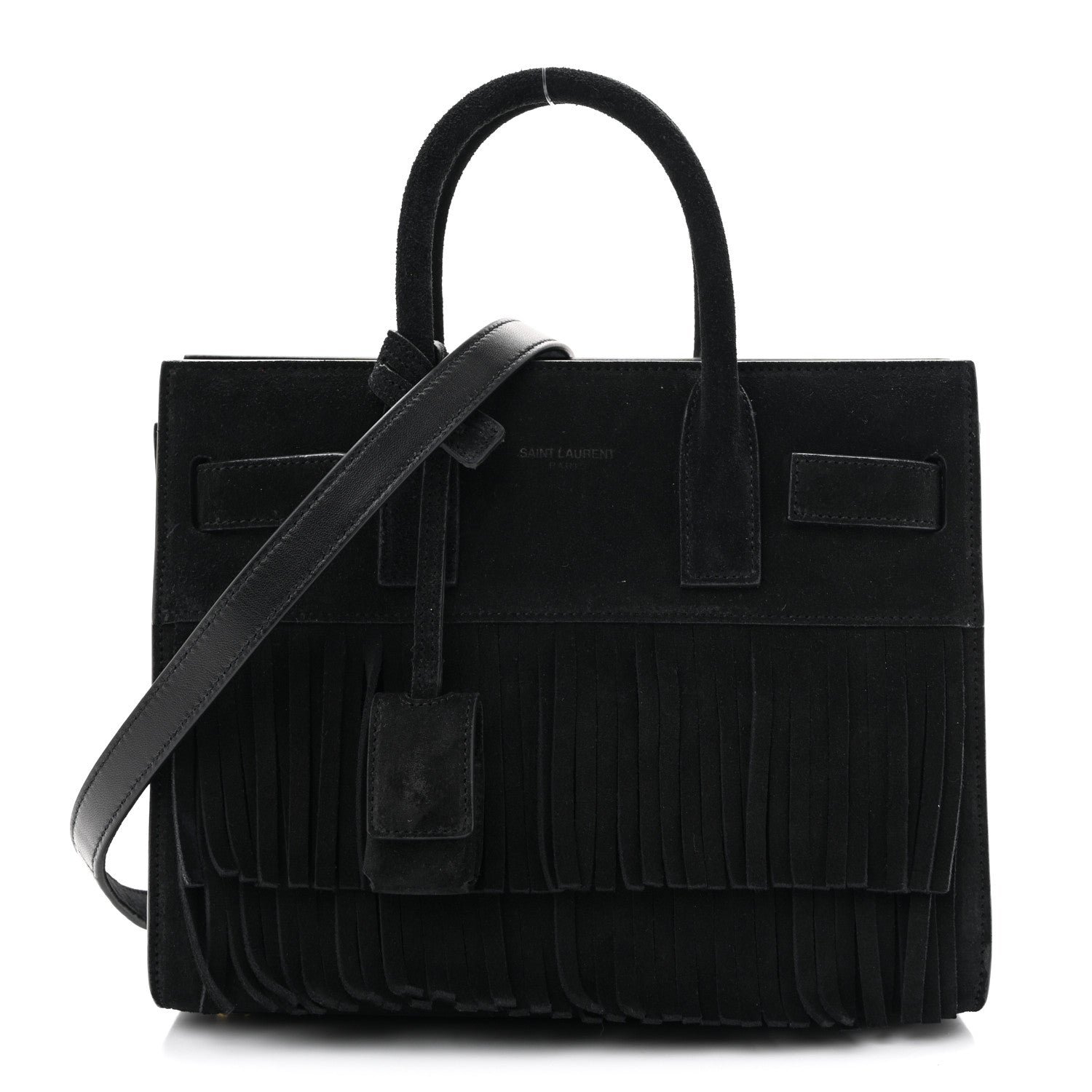 Saint Laurent Suede Fringe Nano Sac De Jour Black