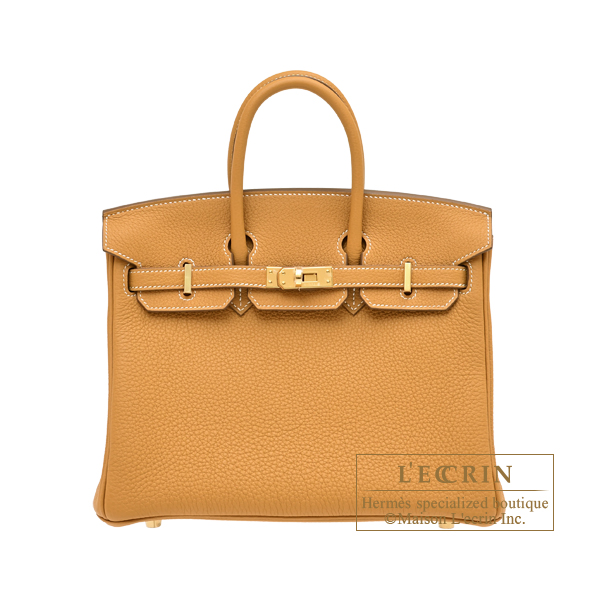 Hermes Birkin bag 25 Natural sable Togo leather Gold hardware