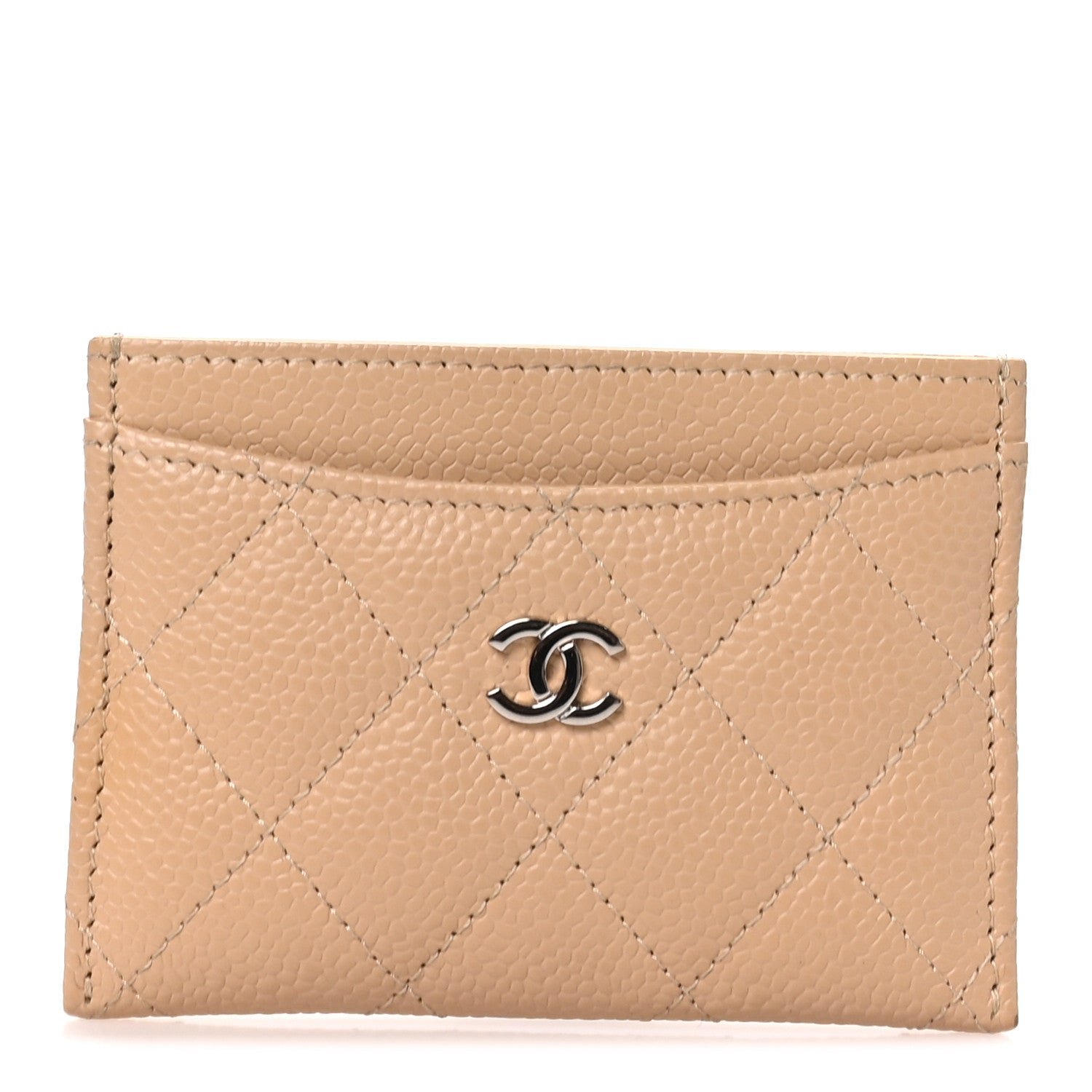 Chanel Caviar Quilted Card Holder Beige