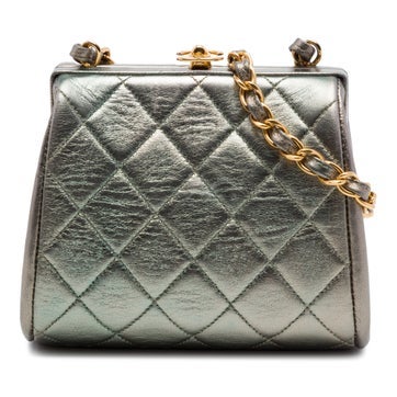 Mini CC Quilted Metallic Lambskin Frame Crossbody