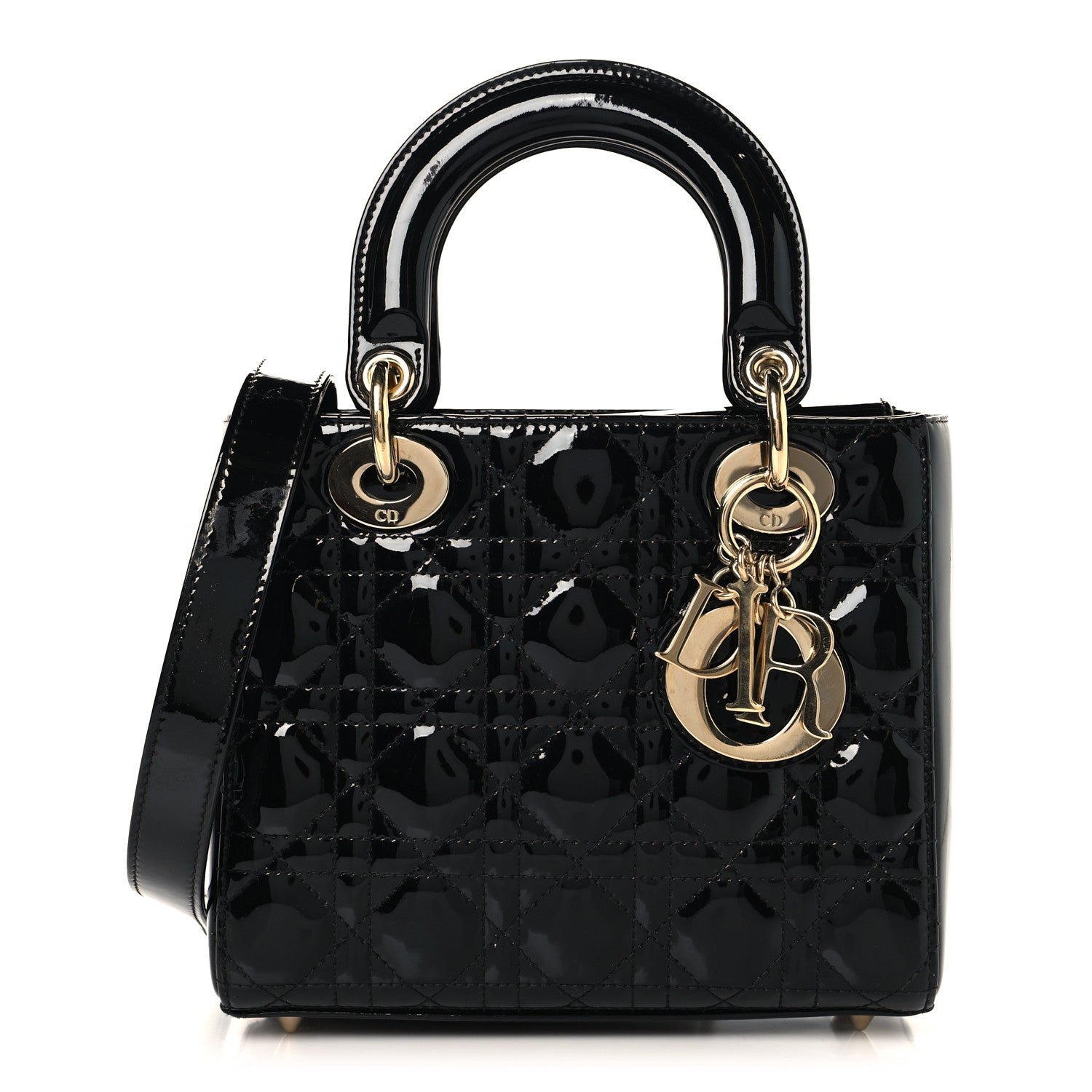 Christian Dior Patent Cannage Small Lady Dior Black