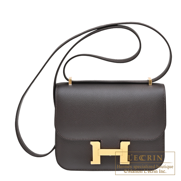Hermes Constance mini Mirror Bai brun Epsom leather Gold hardware
