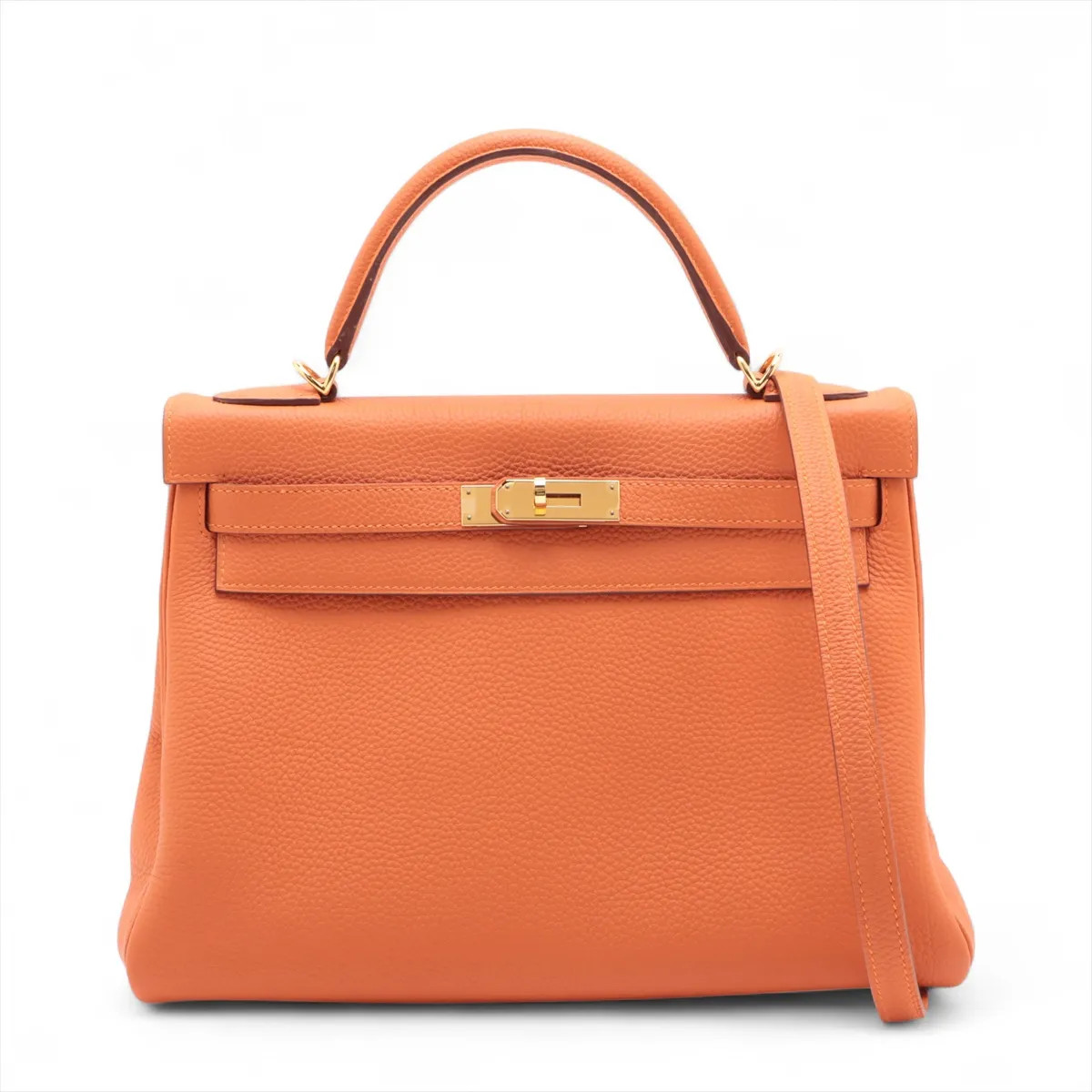 Hermès Kelly 32 Le Tournay Togo Orange Gold Metal Fittings