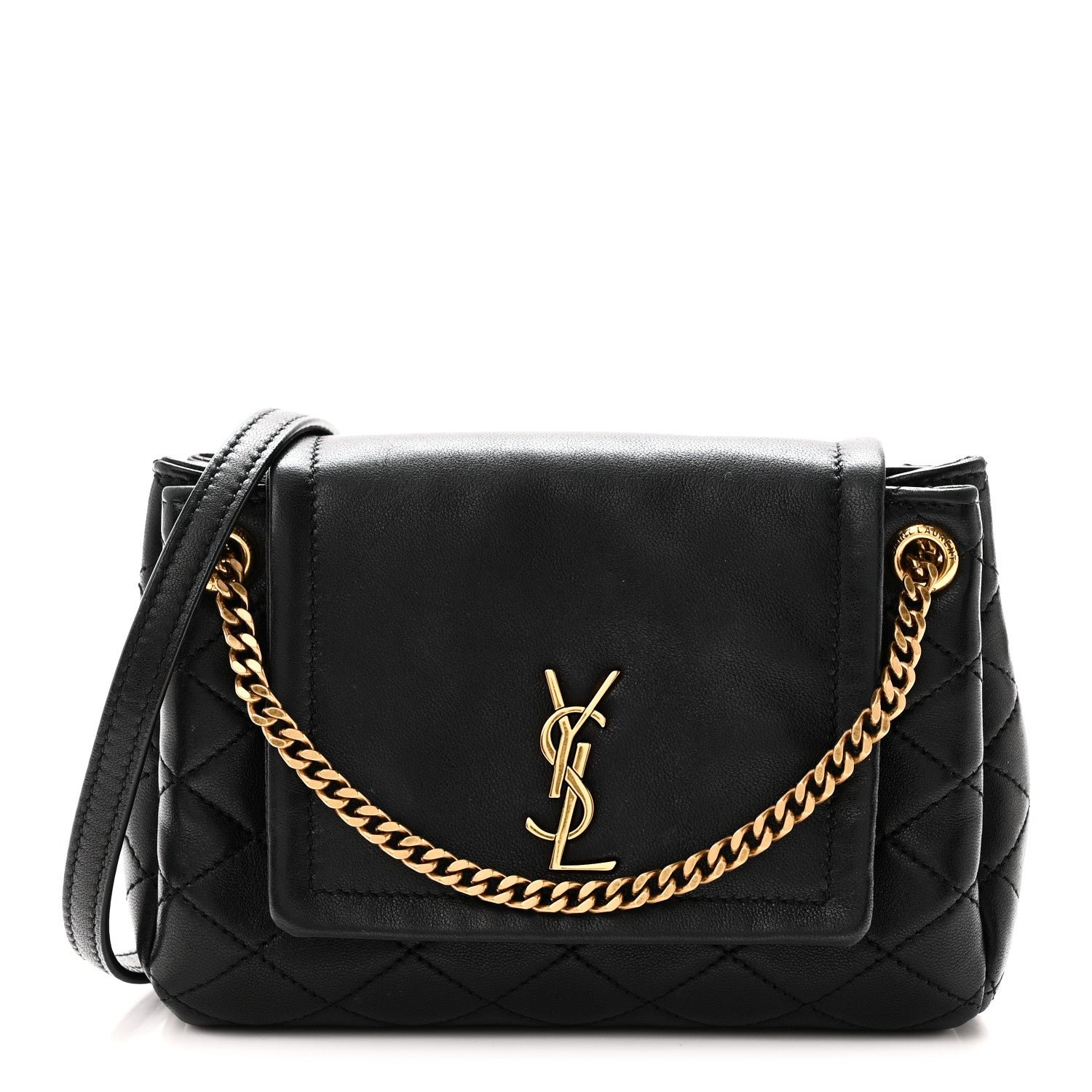 Saint Laurent Lambskin Quilted Monogram Mini Nolita Black