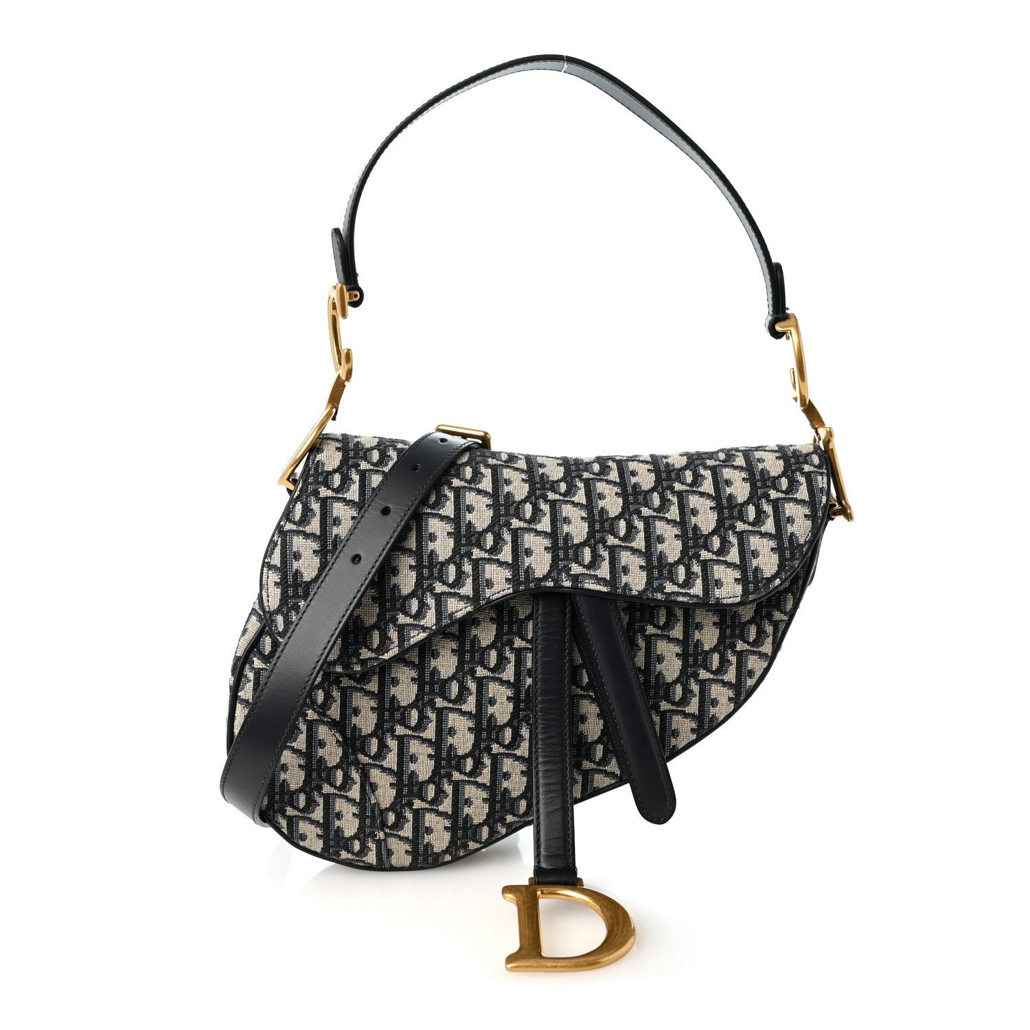 Christian Dior Oblique Saddle Bag With Strap Blue